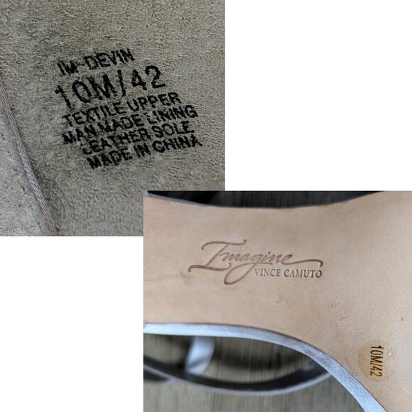 Vince Camuto Imagine Devin Heels 10 Silver Strappy Stiletto 4" Leather Fabric - Picture 3 of 12